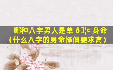 哪种八字男人是单 🦢 身命（什么八字的男命择偶要求高）